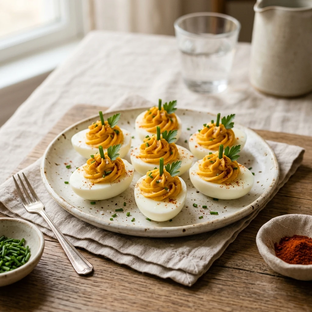 Easy Pumpkin Deviled Eggs