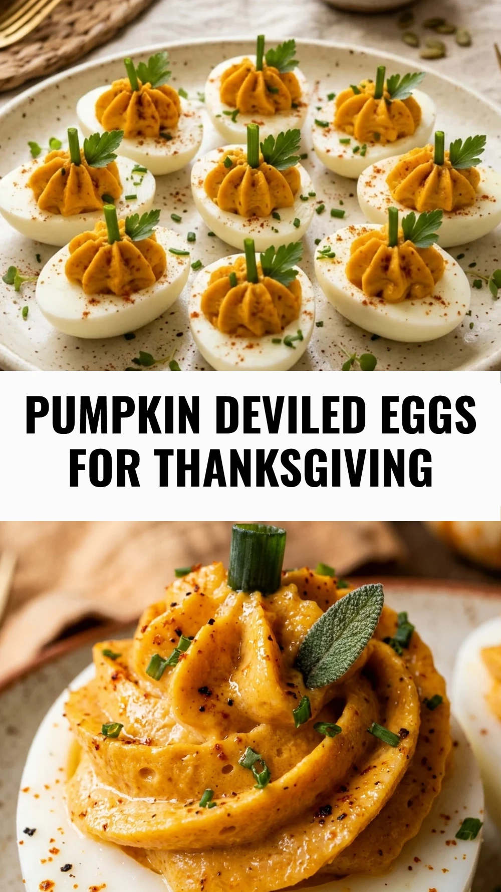 Pumpkin Deviled Eggs for Thanksgiving